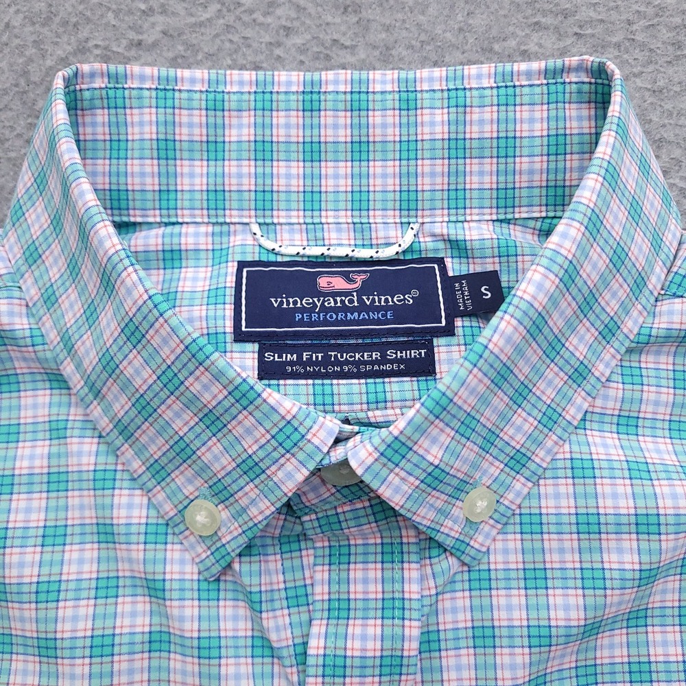 Vineyard Vines Performance Shirt Mens S Slim Fit Tucker Plaid Button Down Casual